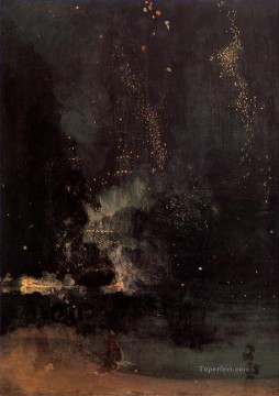  rock Oil Painting - Nocturne in Black and Gold The Falling Rocket James Abbott McNeill Whistler
